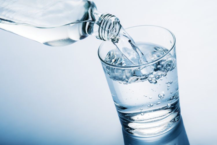 clean water with cup