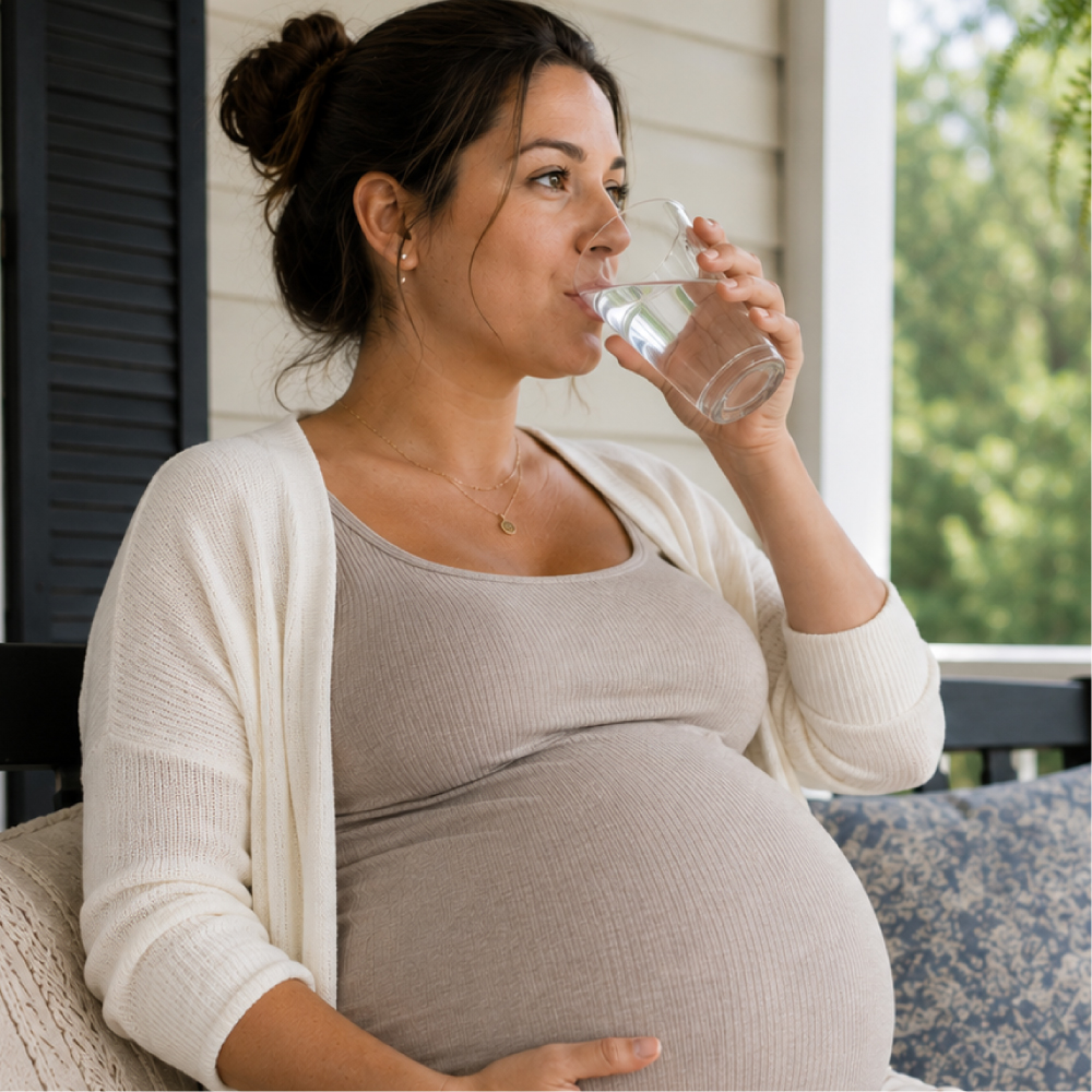 Best Reverse Osmosis Solutions 10 Pregnant woman drinking refreshing water that has been cleaned through reverse osmosis.